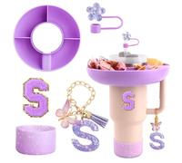 FIDWALL Snack Tray Set Compatible with Stanley Cup 40oz, 4-Compartment Reusable Snack Bowl, Portable Organizer Compatible with Stanley Cup Accessories, Ideal for Desk, Car & Travel (S)