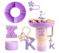 FIDWALL Snack Tray Set Compatible with Stanley Cup 40oz, 4-Compartment Reusable Snack Bowl, Portable Organizer Compatible with Stanley Cup Accessories, Ideal for Desk, Car & Travel (K)