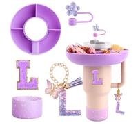 FIDWALL Snack Tray Set Compatible with Stanley Cup 40oz, 4-Compartment Reusable Snack Bowl, Portable Organizer Compatible with Stanley Cup Accessories, Ideal for Desk, Car & Travel (L)