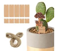 FIDWALL Wooden Potted Plants Decorative Insert Plaque, 10cm Tall, Reusable for Herbs, Seeds, Flowers, Potted Plants with 50 Hanging Plaques to Record Information (Mushrooms)