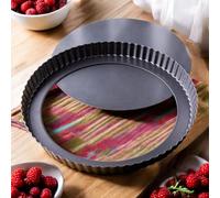 FIDZ PAN Tart Pan 10 Inch Removable Bottom- Carbon Steel Quiche Pan, Rust & Temperature Resistant Quiche Baking dish 550-600 °F- Non-Stick, Sturdy & Dishwasher Safe- Perfect for Baking Tarts (10 Inch)