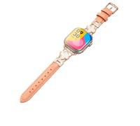 Fidzvsts Leather Straps Compatible with Apple Watch Band, Slim Replacement Wristband with four-leaf Clover Bling Diamond Metal for iWatch Series SE 8 7 6 5 4 3 2 1 Ultra 42mm 44mm 45mm 49mm Pink