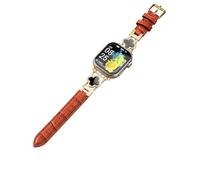 Fidzvsts Leather Straps Compatible with Apple Watch Band Women, Dressy Slim Strap Replacement Wristband with four - leaf Clover Bling Diamond Metal Buckle for iWatch Series SE 8 7 6 5 4 3 2 1 Ultra