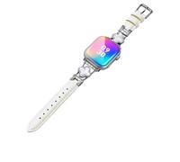 Fidzvsts Leather Straps Compatible with Apple Watch Band Women, Dressy Slim Strap Replacement Wristband with four - leaf Clover Bling Diamond Metal Buckle for iWatch Series SE 8 7 6 5 4 3 2 1 Ultra