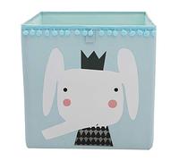 Fieans Foldable Cube Storage Box Kids Cartoon Animal Fabric Basket Bin Organiser for Toys, Nursery, Laundry, Shelf - Blue Elephant