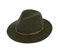fiebig Dover Traveller Wool Felt Hat, Crushable & Waterproof Felt Hat with Adjustable Inner Band and Leather Fitting, Outdoor Hat Made in Europe, Olive Green Melange, 7 1/4