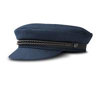 fiebig Elbsegler Cap for Men & Women | Classic Captain's hat with Lining | Traditional Sailor's Cap Made of Cloth | fishermen's Cap with Cord, Anchor Buttons & Emblem (55-S, Blue)