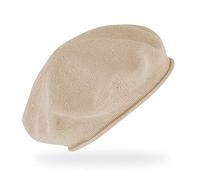 fiebig Fine-knitted baseball with rolled edge, beret in one size, made of cotton, light wool base in many colours - Beige - One size