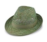 fiebig Garden hat Straw Trilby for Women & Men | Sun hat in Classic Look | Summer hat with Ribbon, Inner Band & Brim Edging | Different Sizes | Colour Green (61)