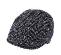 fiebig Herringbome Flat Cap Herringbone Wool Mix with Peak, navy, 7 1/8