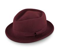 fiebig Medlock Pork Pie Diamond | 100% Woolfelthat with Grosgrain Ribbon | Comfortable Light fit Felthat Made in Italy (61-XL, Red)