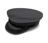 fiebig Original Cord Prince Henry Hat, Classic Lined Captain's Hat, Traditional Sailor Cap Made of Cotton, Peaked Cap with Cord, Anchor Buttons and Emblem - Grey - X-Large