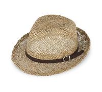fiebig Trilby Sea Grass for Women & Men | Sunhat Made of 100% Straw | Summerhat with Imitation Leather Band in Many Sizes (61-XL) Natural
