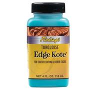 Fiebing's Edge Kote (4oz, Turquoise) - Leather Edge Paint for Shoes, Furniture, Purses, Couches, Belts - Flexible, Water Resistant, Semi Gloss Color Coating Leather Dye to Protect Natural Edges