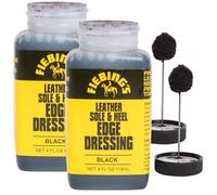 Fiebing's Leather Sole & Heel Black Edge Dressing (2 Pack Black, 4 Fl Oz Each) - High Gloss Shoe Dressing for Leather Soles and Heels - Provides a Protective Finish - Includes Brush Applicator