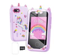 Fiechcco Gifts for Girls Age 6-8 Smart Phone Easter Christmas Stocking Stuffers for Kids Toy for Teenage 3 4 5 7 9 6 8 Year Old Birthday Gift Ideas with 8G SD Card (Purple)