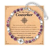 FIEEFX Coworker Gifts for Women, Retirement Farewell Goodbye Going Moving Away Leaving Gifts, Compass Bracelet Inspirational Birthday Christmas Gifts for Women Coworker Colleagues Friends, 6.7-8.7