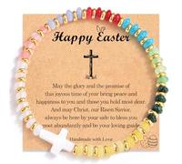 FIEEFX Cross Bracelet Easter Baptism Confirmation First Communion Christian Catholic Religious Gifts for Girls, Easter Basket Stuffers for Kids Teens Girls -Christmas Valentines Birthday Gifts, 4.5 UK