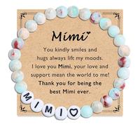 FIEEFX Mom Grandma Wife Aunt Nana Mama Gigi Mimi Grammy Granny Nonna Bracelet Jewelry Gifts for Women Adults on Mother's Day Valentines Christmas Birthday Easter Thanksgiving, 5 UK, Stone, no gemstone