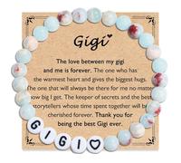 FIEEFX Mom Grandma Wife Aunt Nana Mama Gigi Mimi Grammy Granny Nonna Bracelet Jewelry Gifts for Women Adults on Mother's Day Valentines Christmas Birthday Easter Thanksgiving, 5 UK, Stone, no gemstone