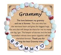 FIEEFX Mom Grandma Wife Aunt Nana Mama Gigi Mimi Grammy Granny Nonna Bracelet Jewelry Gifts for Women Adults on Mother's Day Valentines Christmas Birthday Easter Thanksgiving, 5 UK, Stone, no gemstone
