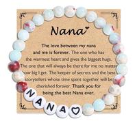 FIEEFX Mom Grandma Wife Aunt Nana Mama Gigi Mimi Grammy Granny Nonna Bracelet Jewelry Gifts for Women Adults on Mother's Day Valentines Christmas Birthday Easter Thanksgiving, 5 UK, Stone, no gemstone