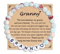 FIEEFX Mom Grandma Wife Aunt Nana Mama Gigi Mimi Grammy Granny Nonna Bracelet Jewelry Gifts for Women Adults on Mother's Day Valentines Christmas Birthday Easter Thanksgiving, 5 UK, Stone, no gemstone