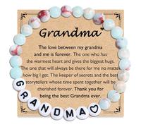 FIEEFX Mom Grandma Wife Aunt Nana Mama Gigi Mimi Grammy Granny Nonna Bracelet Jewelry Gifts for Women Adults on Mother's Day Valentines Christmas Birthday Easter Thanksgiving, 5 UK, Stone, no gemstone