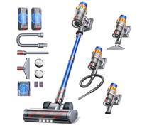 Fieety Cordless Vacuum Cleaner with 2 Batteries, 130Mins 600W 50KPa Stick Vacuum with Touch Screen Auto Mode, Self-Standing & Aroma, Wall-Charging, Lightweight Vacuums for Hard Floor Carpet Pet Hair