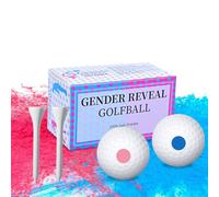 FIEKEICC Gender Reveal Golf Balls Exploding Golf Ball - 1Blue 1Pink &2Wooden Tees per Pack Girl or Boy Baby Reveal Ideas Party Supplies Exploding Powder Golf Balls