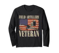 Field Artillery Veteran Patriotic US Flag Long Sleeve T-Shirt