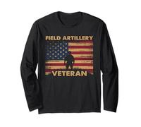 Field Artillery Veteran Patriotic US Flag Long Sleeve T-Shirt