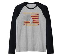 Field Artillery Veteran Patriotic US Flag Raglan Baseball Tee