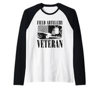 Field Artillery Veteran Patriotic US Flag Raglan Baseball Tee