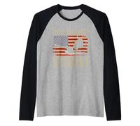 Field Artillery Veteran Patriotic US Flag Raglan Baseball Tee