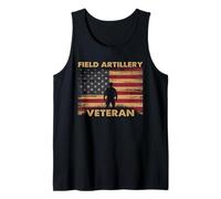 Field Artillery Veteran Patriotic US Flag Tank Top