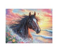 Field Black Horse 500 Piece Jigsaw Puzzle for Adults Teens Happy Time Post Work Wind Down Mind Calming Whimsical Design for Friends 500 PCS