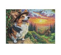 Field Cute Corgi 300 Piece Premium Jigsaw Puzzle Animal Pet Doll For Men Educational Decompression Adults Anxiety Memory Care Mothers Valentines Premium Cardboard 300 PCS