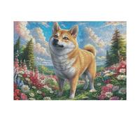 Field Cute Shiba Inu 300 Piece Jigsaw Puzzle for Adults Splendid Celestial Critters Jigsaw Post Work Relaxation Tool Challenging Fun for Friends Family Home Decor 300 PCS