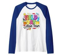 Field Day Blue Team Funny for Kids Teacher Field Day Games Raglan Baseball Tee
