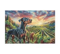 Field Doberman Pinscher 1000 Piece Complete DIY Jigsaw Puzzle Animal Pet Wildlife Collectors Mind Relaxation Educational Decorative Puzzle Gifts for Adults Wooden Cardboard 1000 PCS