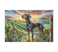 Field Doberman Pinscher 1000 Piece Complete Jigsaw Puzzle Set Teens Beginners Educational Challenge Puzzle Fans Group Play Anniversary Quality Material 1000 PCS/75x50cm