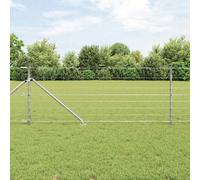 Field Fence 0.8x100m Galvanised Steel Silver Garden Panel Pack of 5 with Anchors