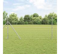 Field Fence Roll with Galvanised Steel, Outdoor Garden, Silver, 25 x 1.2m