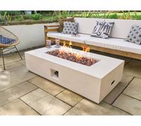 Field & Flame Liana Rectangle Fire Pit In Travertine