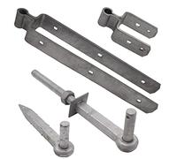Field Gate Hinge Set Double Strap Hook to Drive and Bolt Pattern | Hot Dip Galvanised | 18 Inch / 450mm