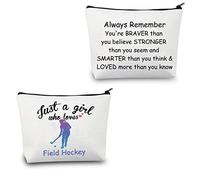 Field Hockey Gifts for Girl Just a Girl Who Loves Field Hockey Player Gifts Field Hockey Makeup Bags Cosmetic Travel Bags Inspirational Gifts (Field Hockey Bag)
