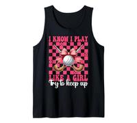 Field Hockey Girl Coquette Bow I Know I Play Like A Girl Tank Top