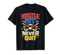Field Hockey Hustle Hit and Never Quit T-Shirt