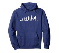 Field Hockey Player Evolution Recreational Sports Pullover Hoodie, Adult Unisex, Navy Blue, Large